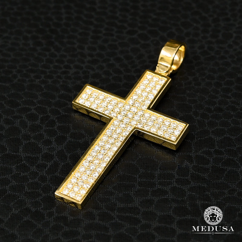 Pendentif à Diamants en Or 10K | Pendentif Croix Crystal D16 Diamant Or Jaune