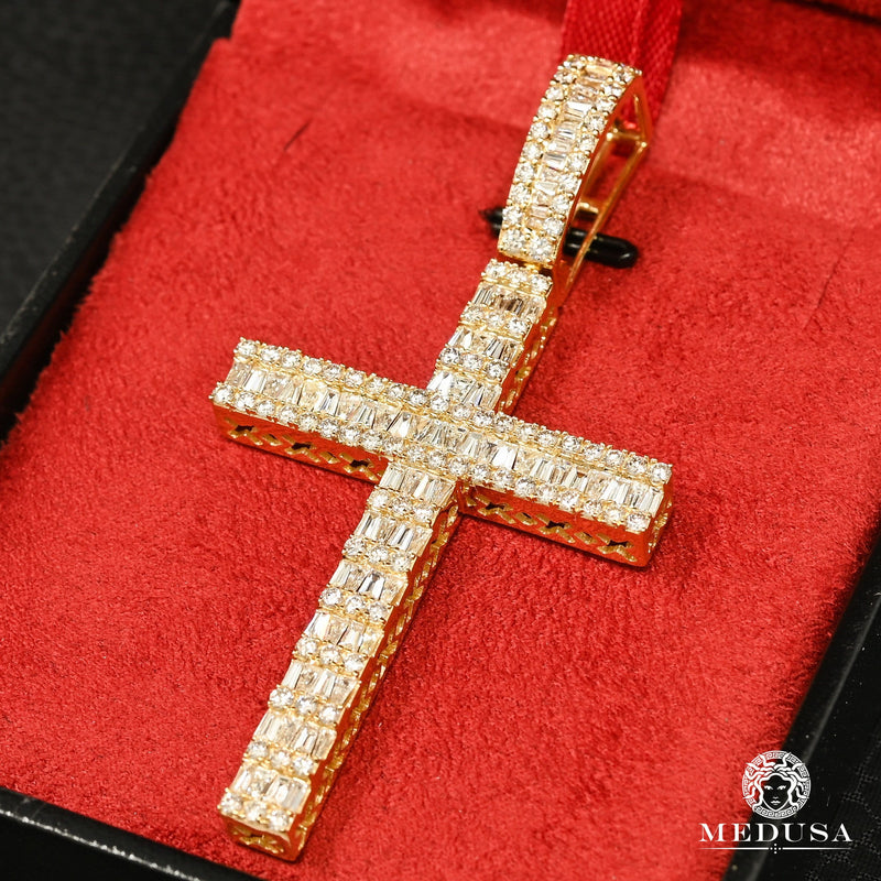 Pendentif à Diamants en Or 10K | Pendentif Croix Crystal D18 Diamant Or Jaune