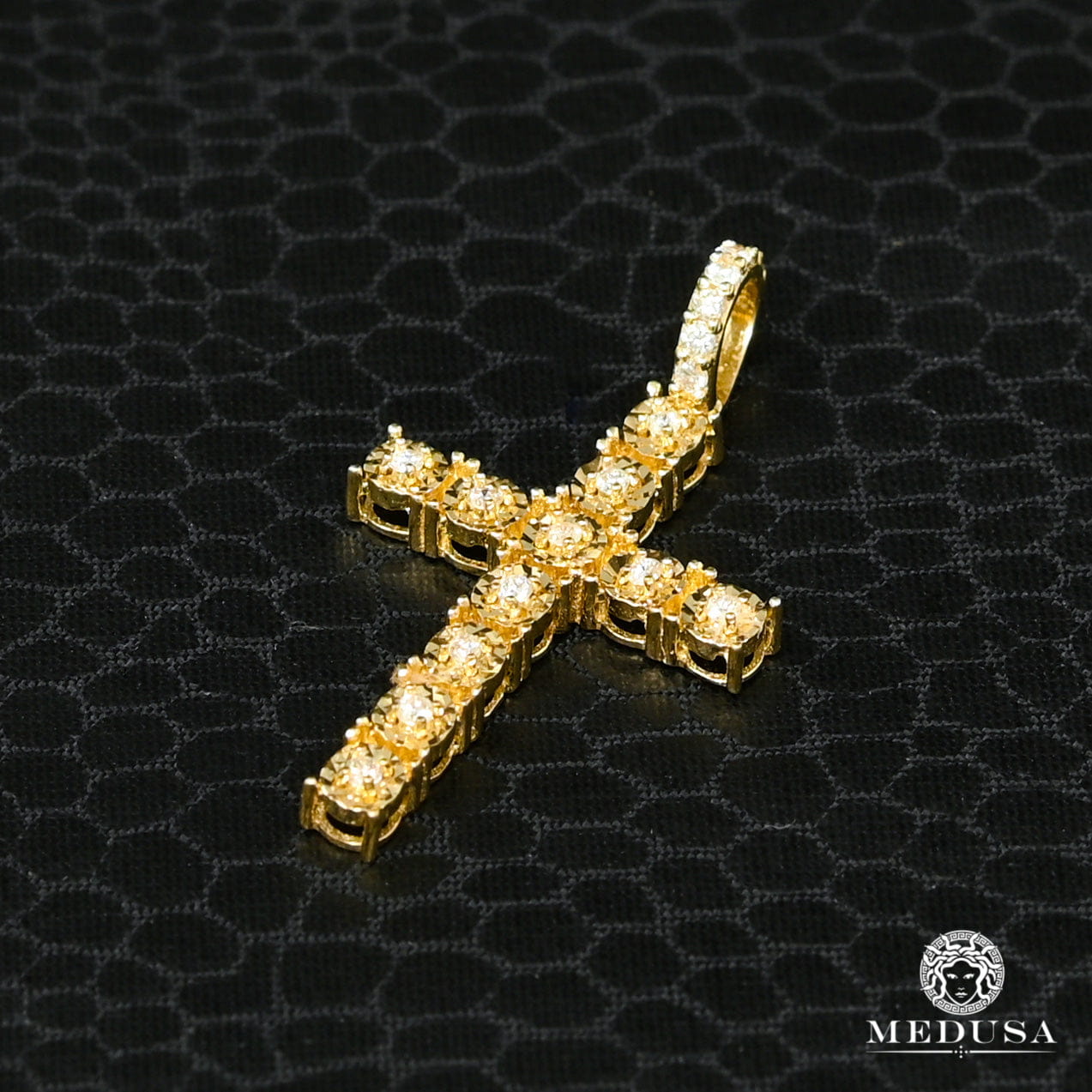 Pendentif à Diamants en Or 10K | Pendentif Croix Crystal D23 Diamant Or Jaune