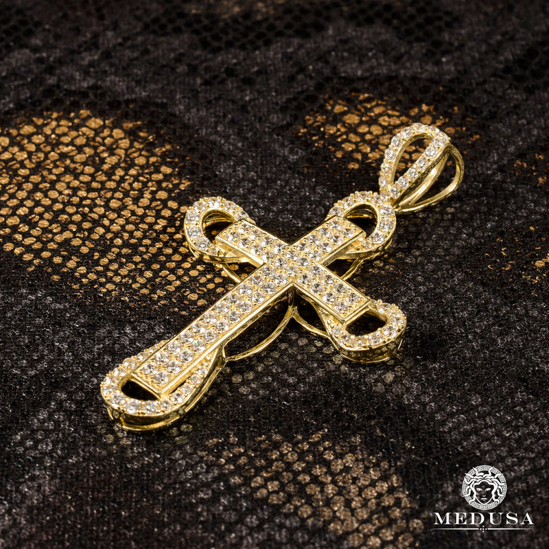 Pendentif en Or 10K | Pendentif Croix Crystal X11 Or Jaune