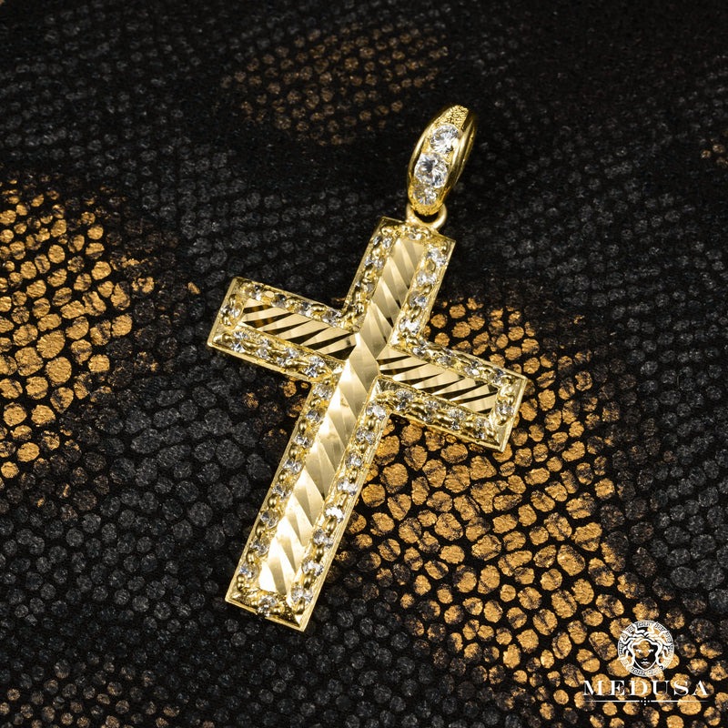 Pendentif en Or 10K | Pendentif Croix Crystal X12 Or Jaune