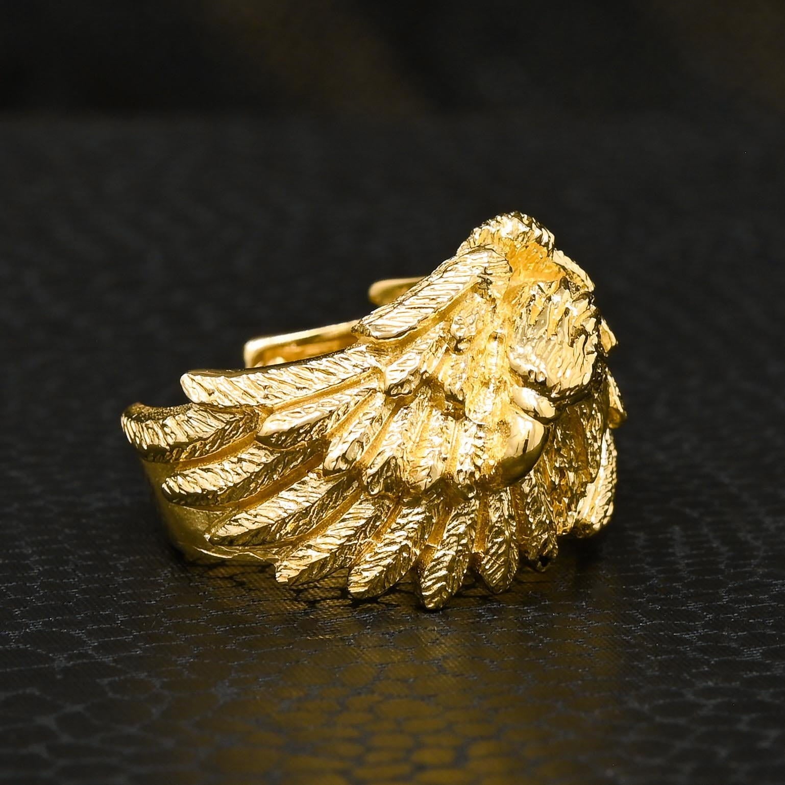 Bague en Or 10K | Bague Homme Eagle H6 Or Jaune