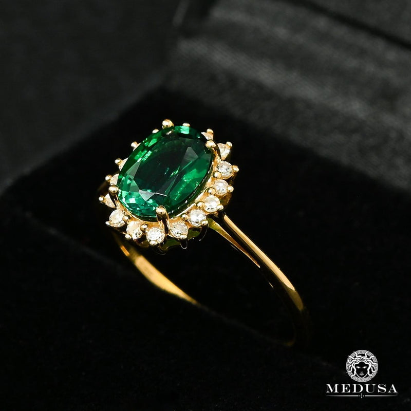 Bague à Diamants en Or 10K | Bague Femme Emerald D1 Diamant Or Jaune