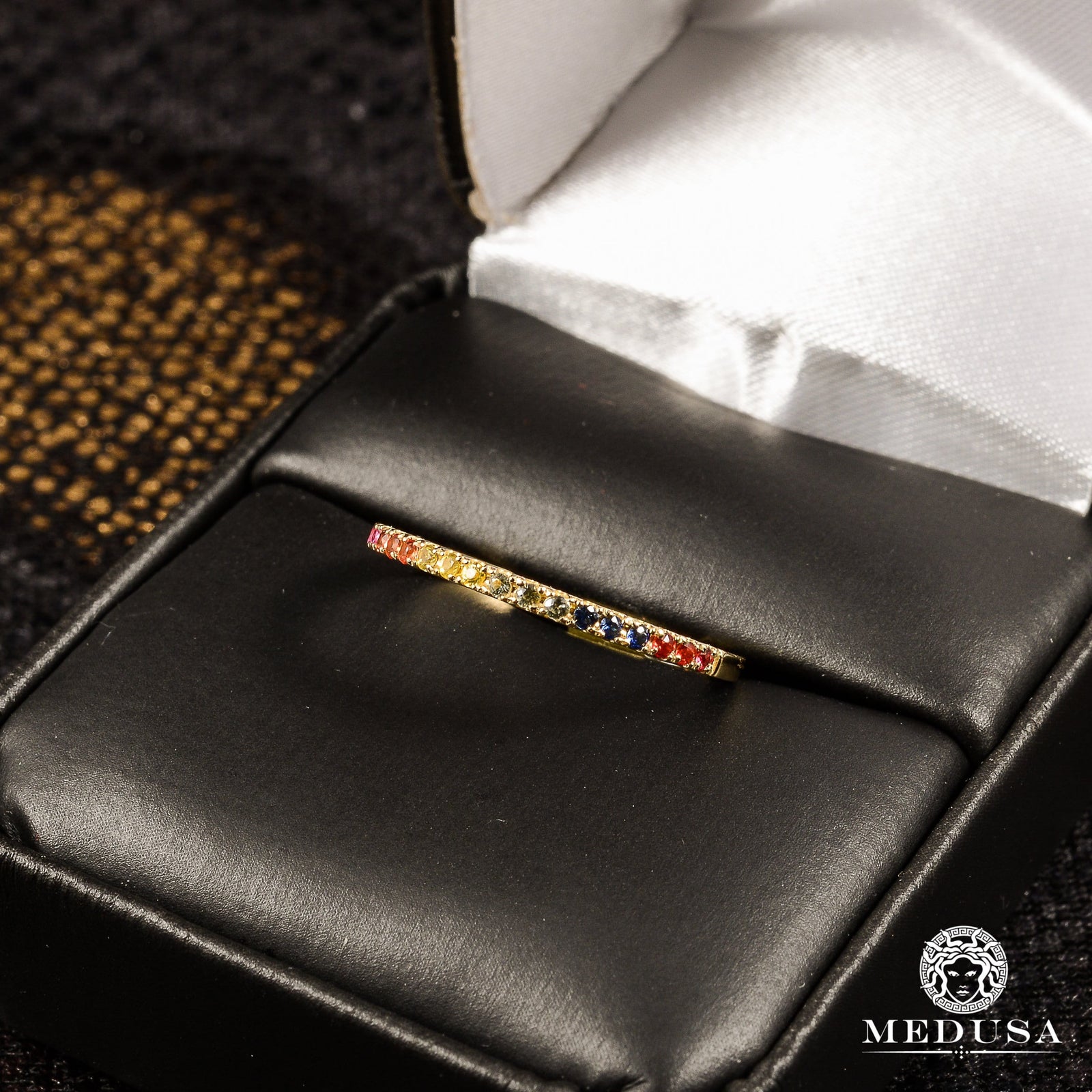 Bague à Diamants en Or 14K | Bague Fiançaille Eternity F7 - MA0760R Diamant Multicolore