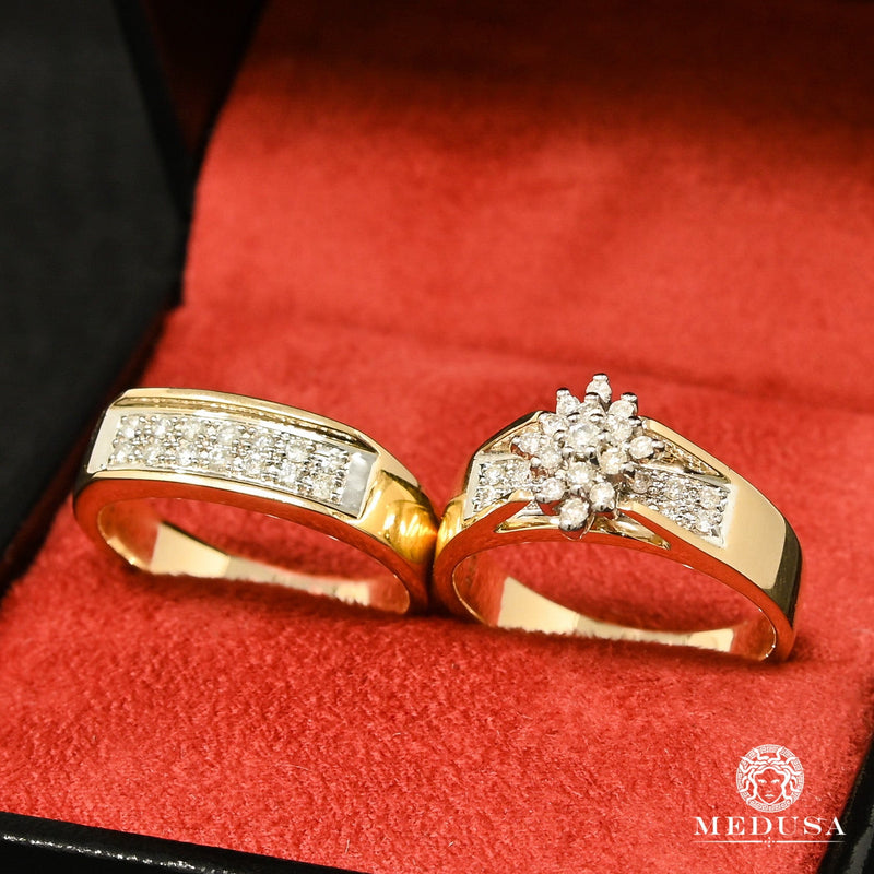 Bague à Diamants en Or 10K | Bague Femme Flower D2 Set Diamant 50PT / Or Jaune