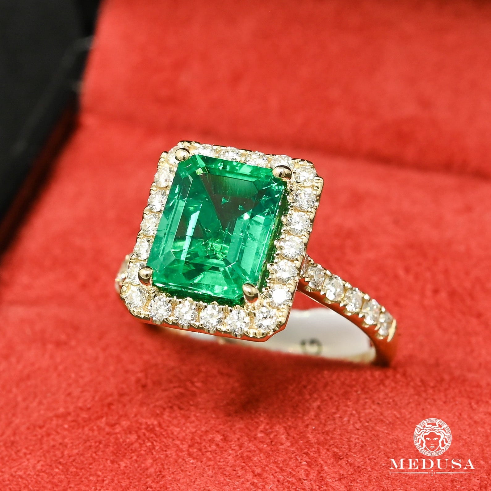 Bague à Diamants en Or 14K | Bague Femme Gemstone D1 Diamant Émeraude / Or Jaune