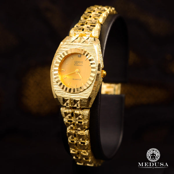 Montre-bracelet Femme CF Design Geneves - Dorée, Cadran Blanc, Mouvement Quartz, Neuve Sans étiquette