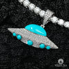 Pendentif à Diamants en Or 10K | Bijoux Custom Glowing Spaceship Diamant Or Blanc