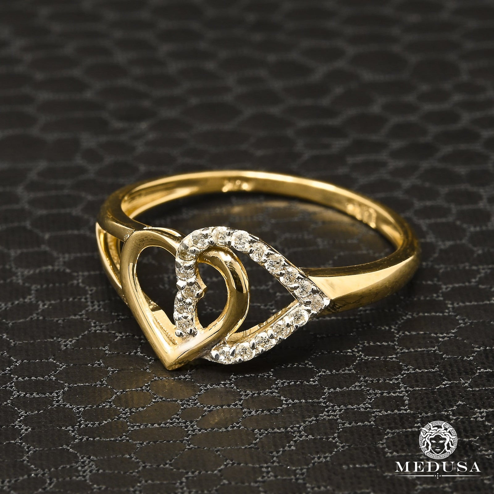 Bague à Diamants en Or 14K | Bague Femme Heart D3 - Diamant 10PT / Or Jaune