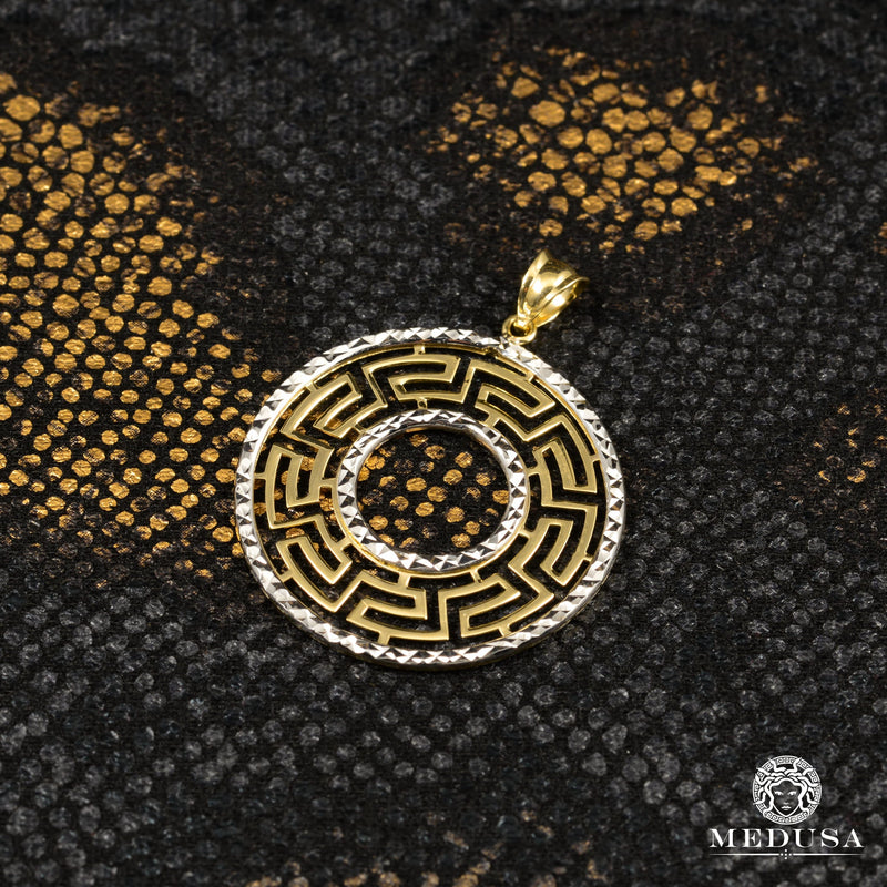Pendentif en Or 10K | Médaillon Hélios F1 Or 2 Tons
