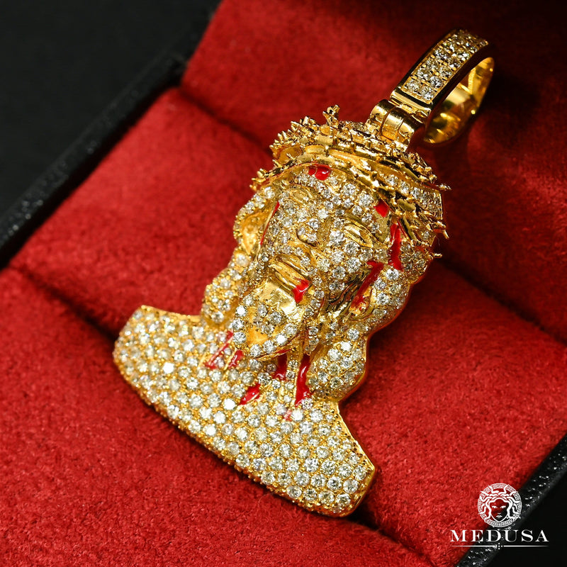 Pendentif à Diamants en Or 10K | Pendentif Divers Jesus D7 Diamant Or Jaune