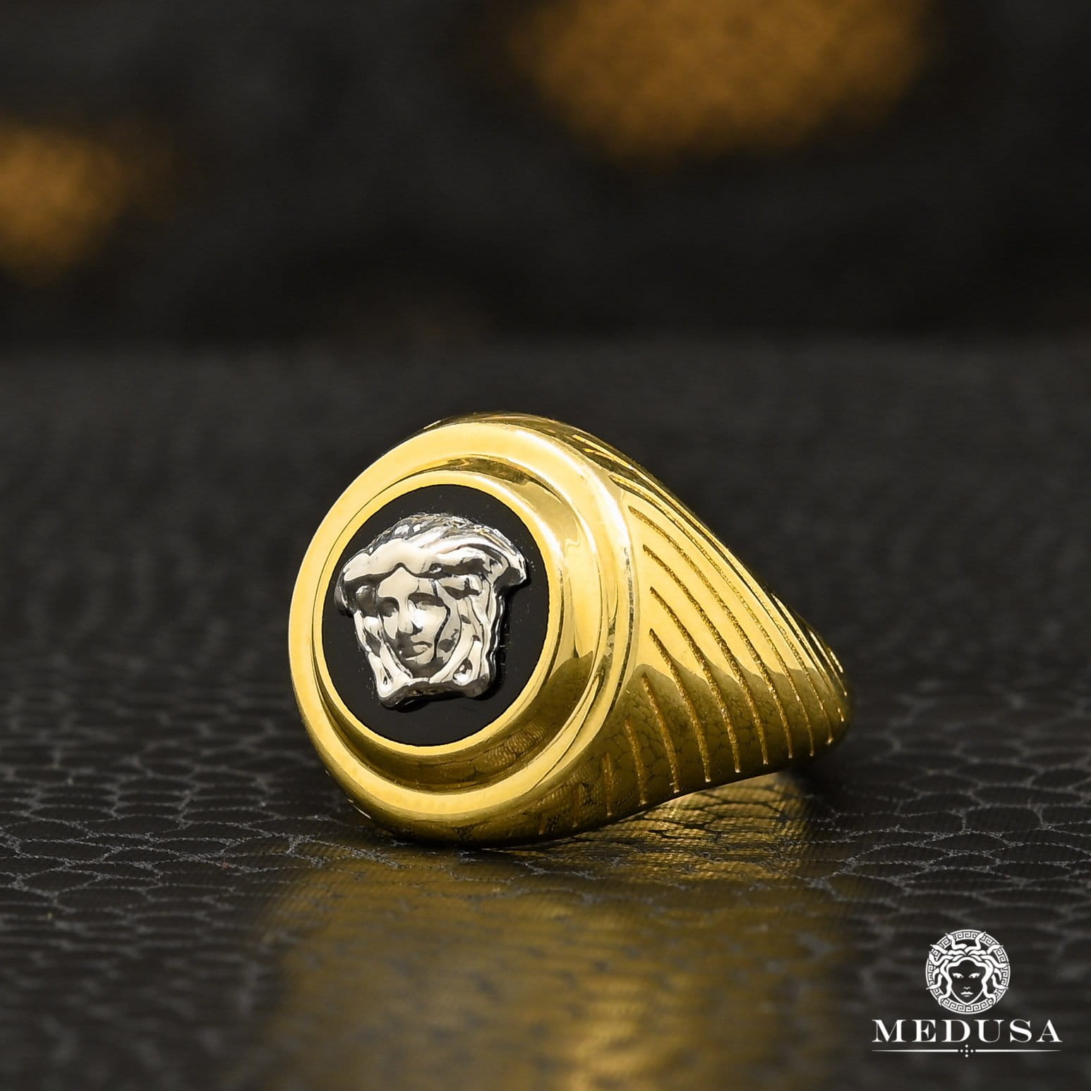 Bague en Or 10K | Bague Homme Mirror H20 Or 2 Tons