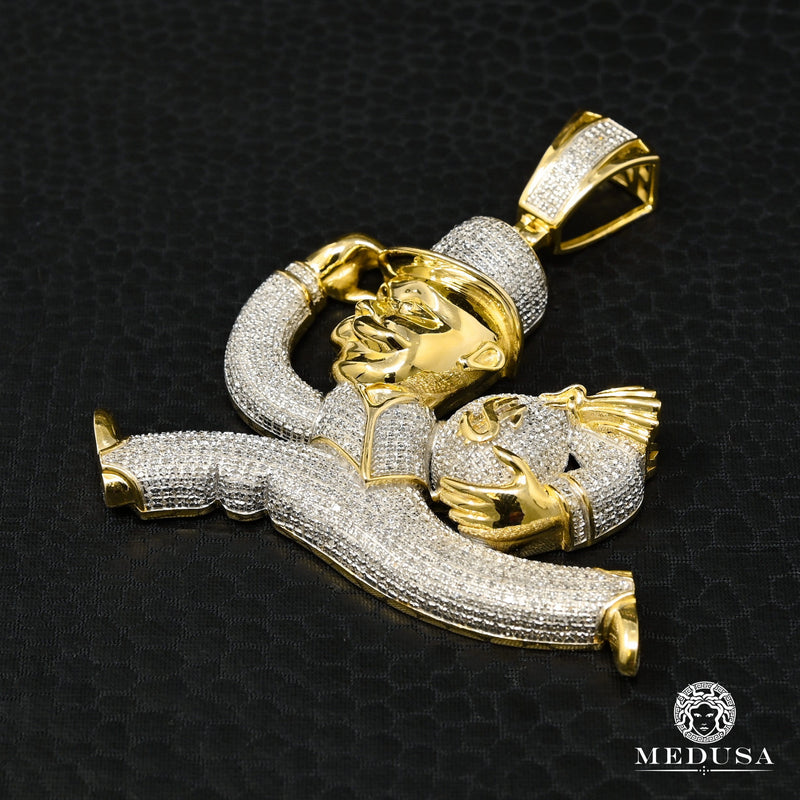 Pendentif à Diamants en Or 10K | Pendentif Divers Monopoly D1 Diamant Or 2 Tons