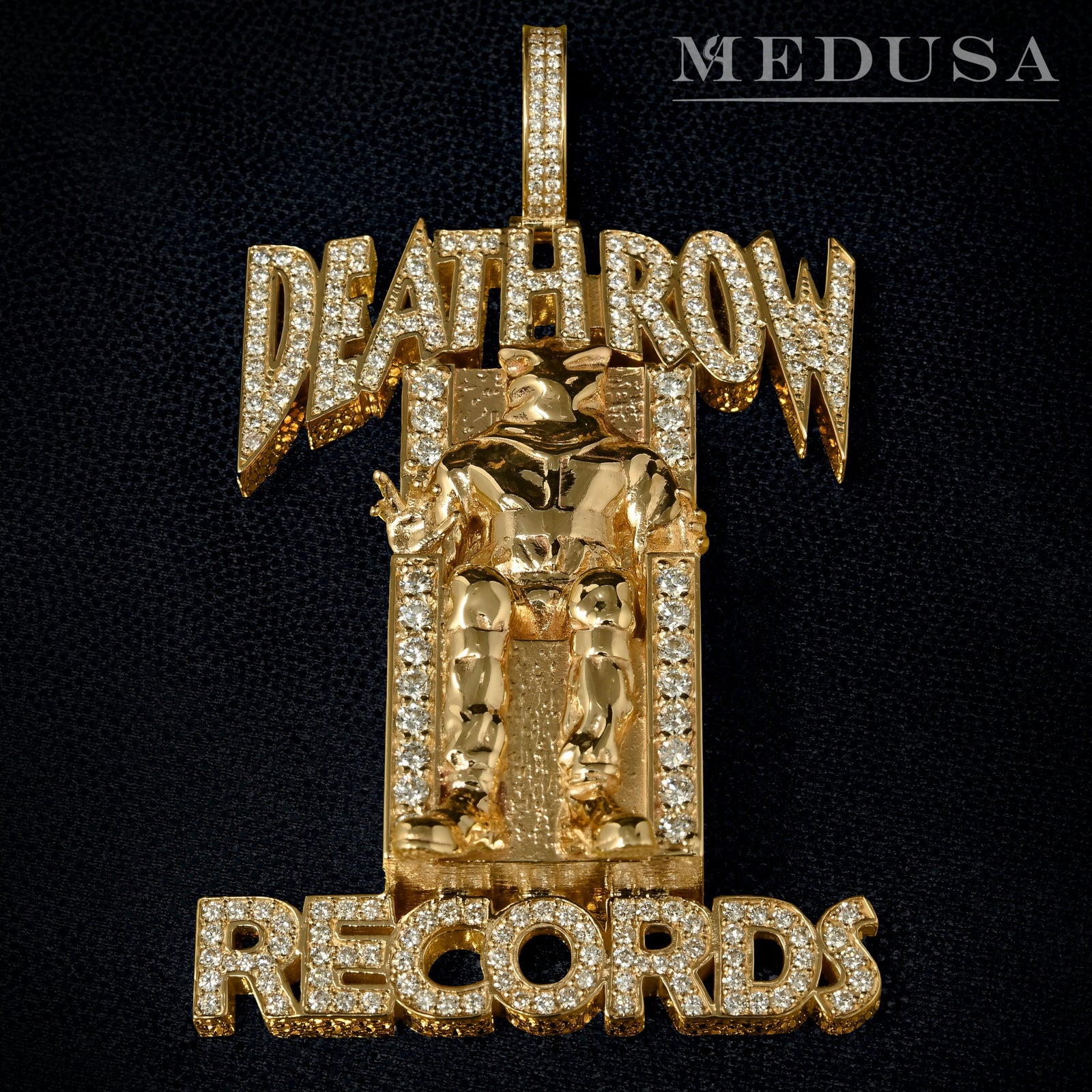 Pendentif en Or Custom | Bijoux Custom Pendentif Deathrow Records Or Jaune