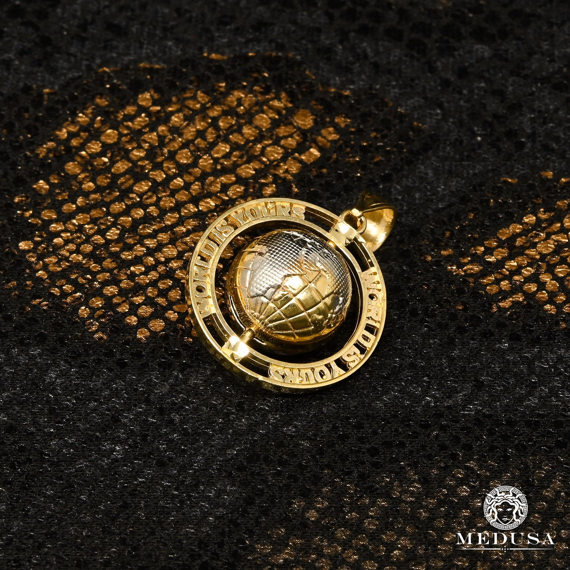 Pendentif en Or 10K | Pendentif Divers Planet X2 Or 2 Tons / 21mm