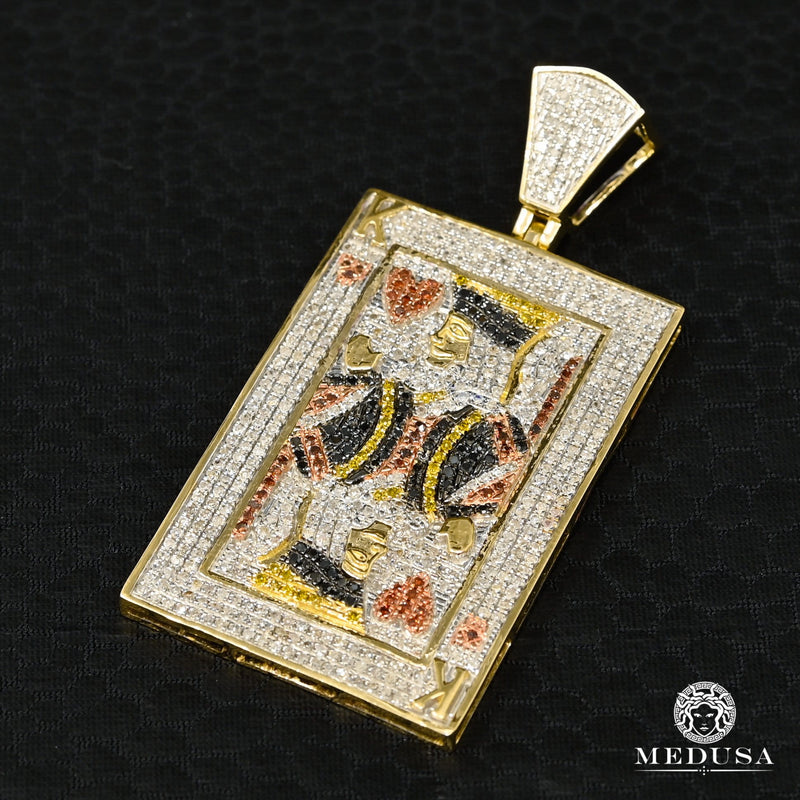 Pendentif à Diamants en Or 10K | Pendentif Divers Poker D1 Diamant Or 2 Tons