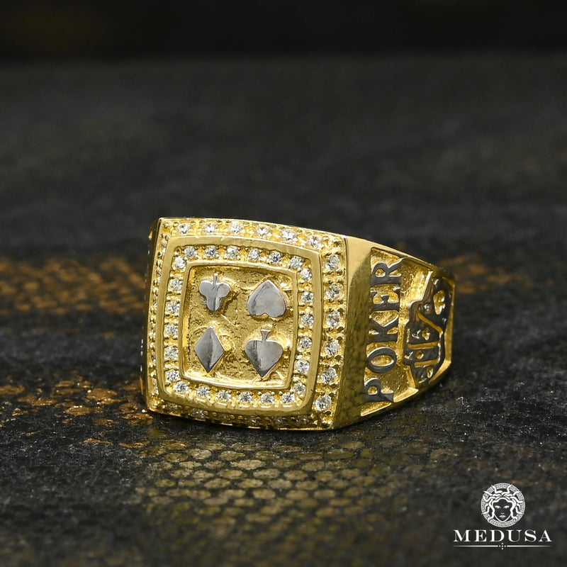 Bague en Or 10K | Bague Homme Poker H1 Or Jaune