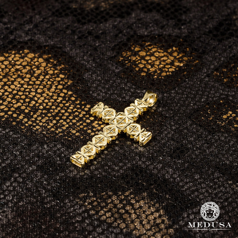 Pendentif en Or 10K | Pendentif Croix Quartz X2
