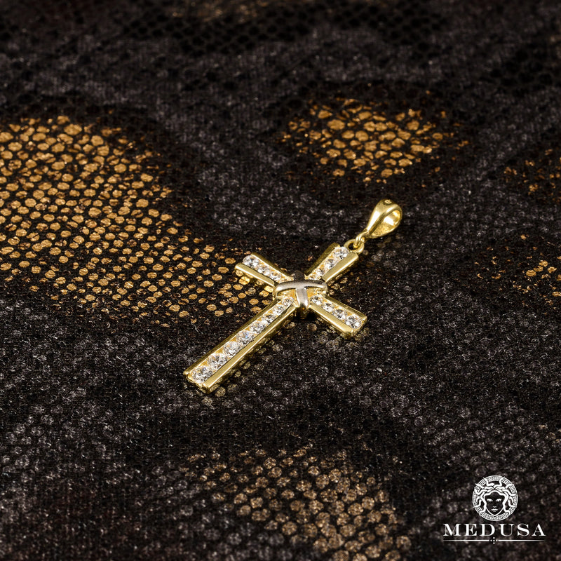 Pendentif en Or 10K | Pendentif Croix Quartz X3