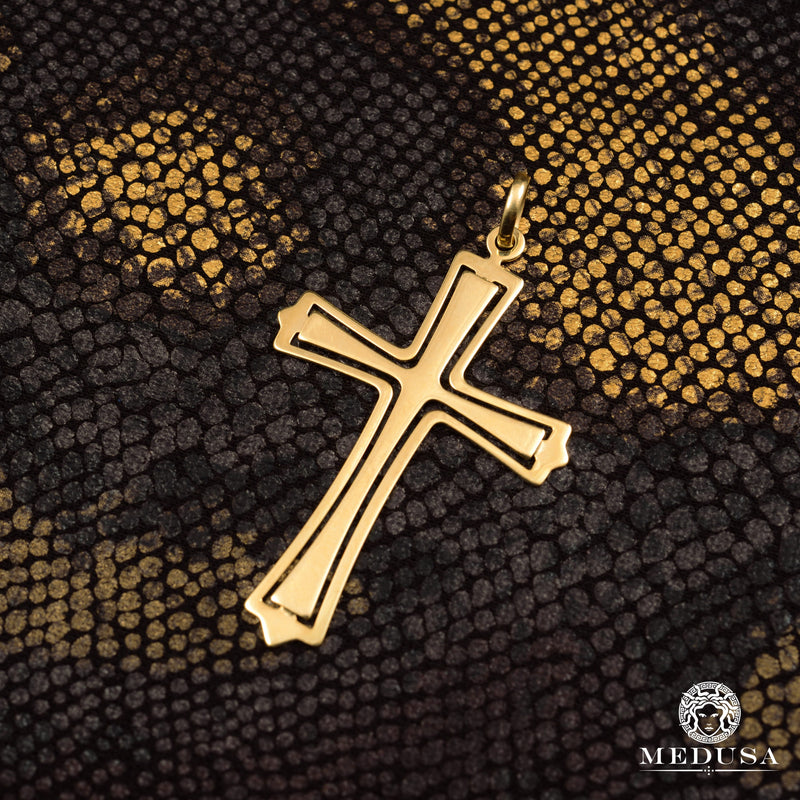 Pendentif en Or 10K | Pendentif Croix Quartz X4 Or Jaune