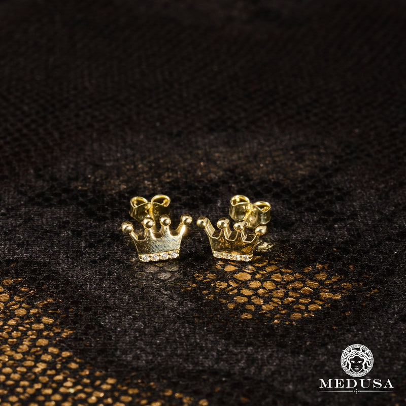 Studs en Or 10K | Boucles d’Oreilles Queen F1 Or Jaune