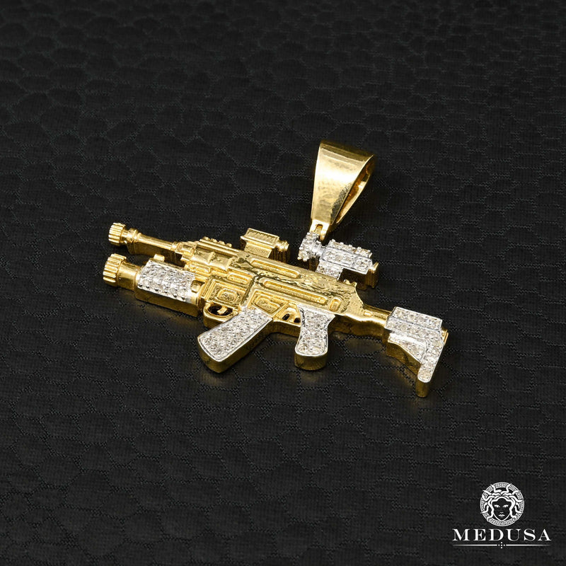 Pendentif à Diamants en Or 10K | Pendentif Divers Rifle D1 - Diamant Or 2 Tons