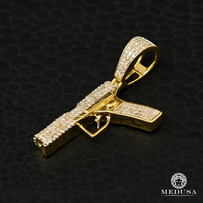 Pendentif à Diamants en Or 10K | Pendentif Divers Rifle D7 Diamant Or 2 Tons