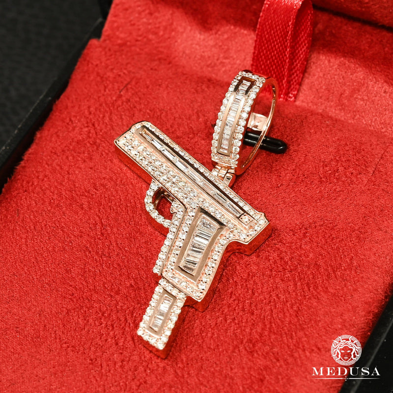 Pendentif à Diamants en Or 10K | Pendentif Divers Rifle D8 Diamant Or Rose