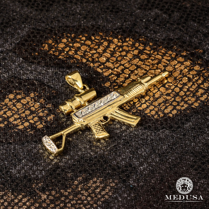 Pendentif en Or 10K | Pendentif Divers Rifle X1 Or Jaune