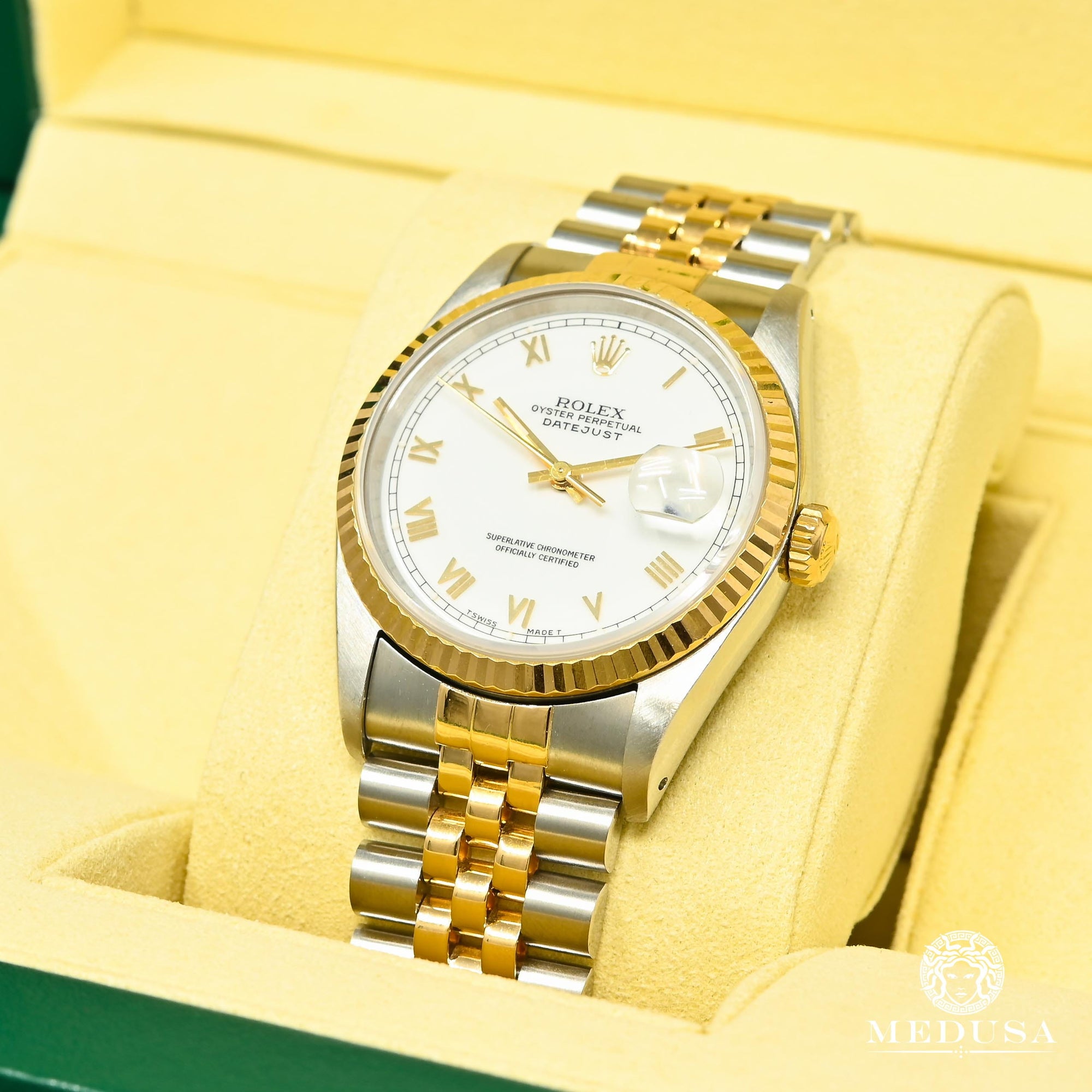 Montre Rolex | Montre Homme Rolex Datejust 36mm - Blanc Romain Or 2 Tons