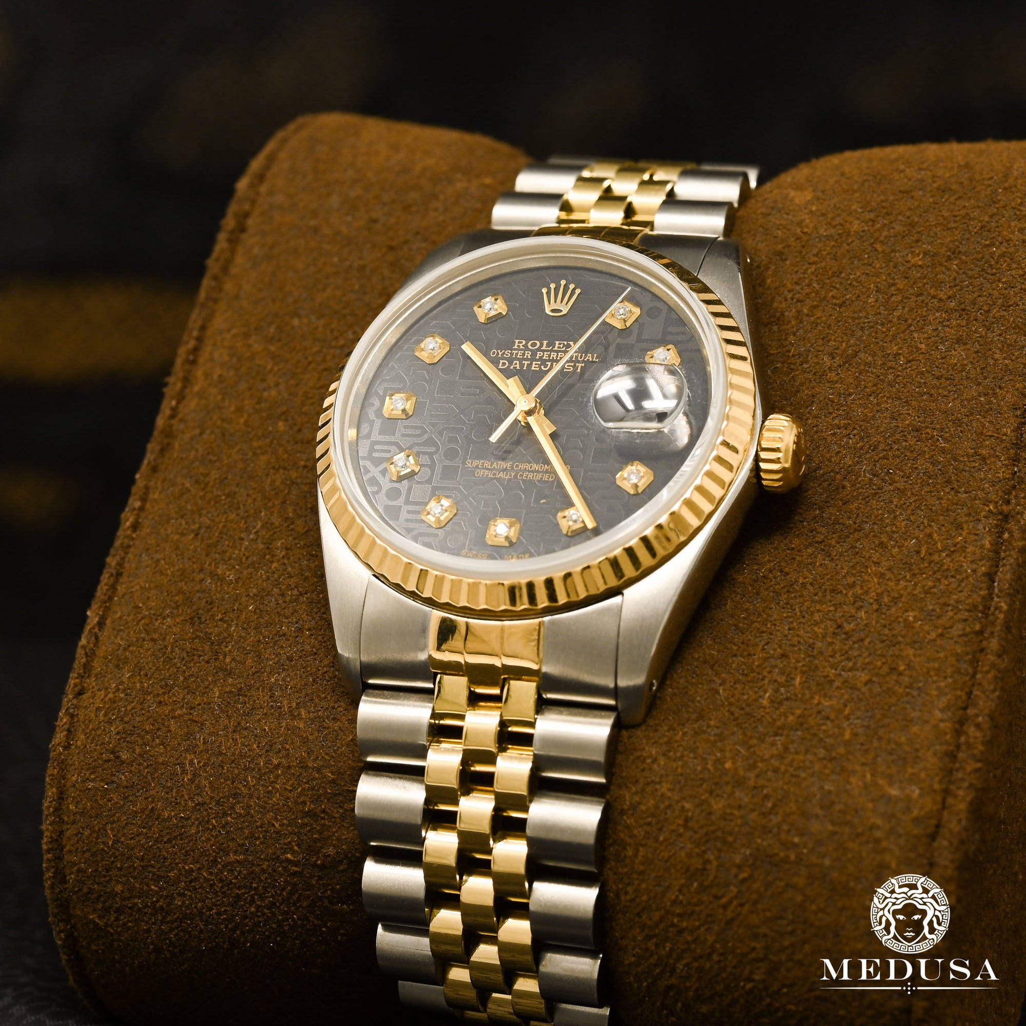 Montre Rolex | Montre Homme Rolex Datejust 36mm - Cadran Noir Jubilee Or 2 Tons