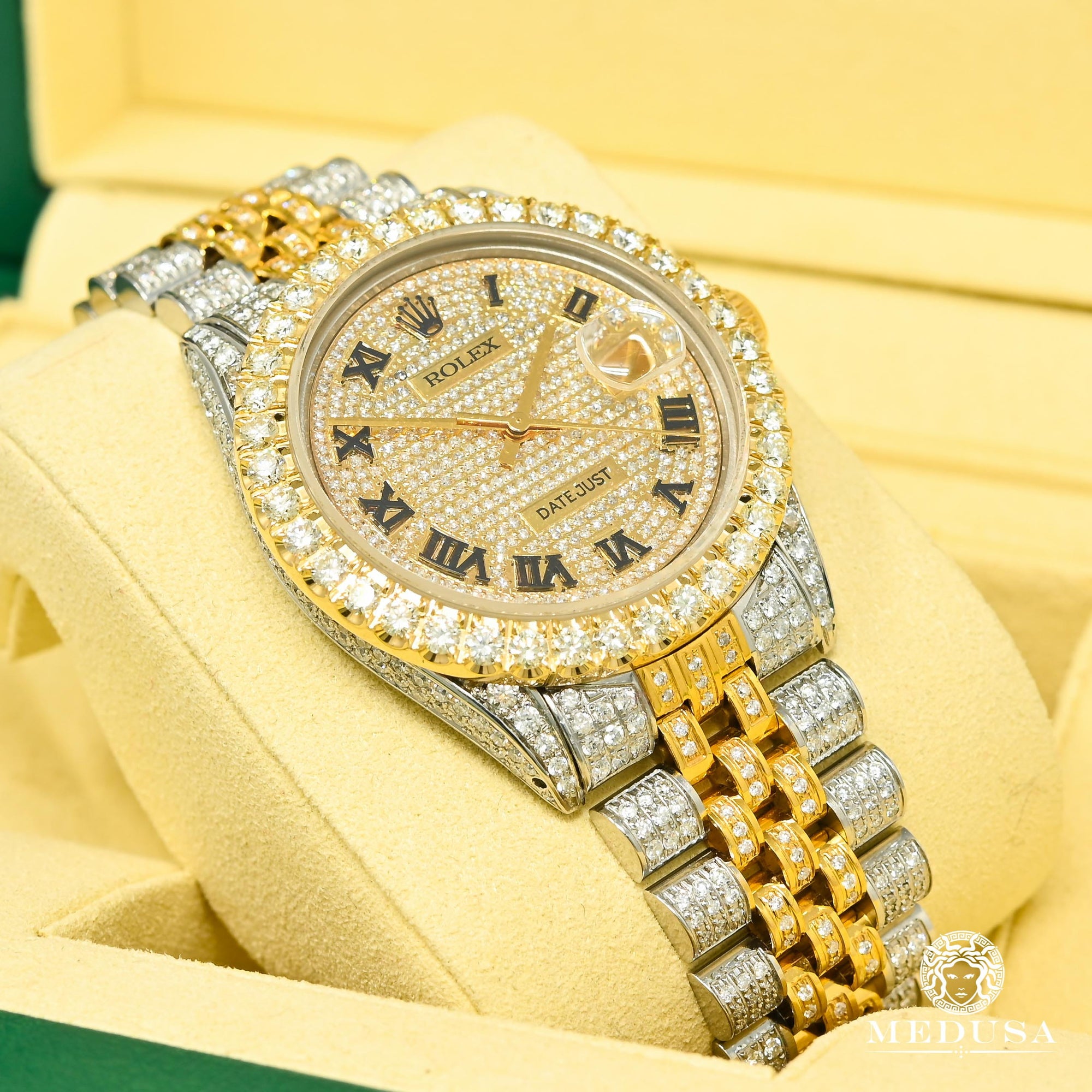 Montre Rolex | Montre Homme Rolex Datejust 36mm - Full Iced Two-Tone Or 2 Tons