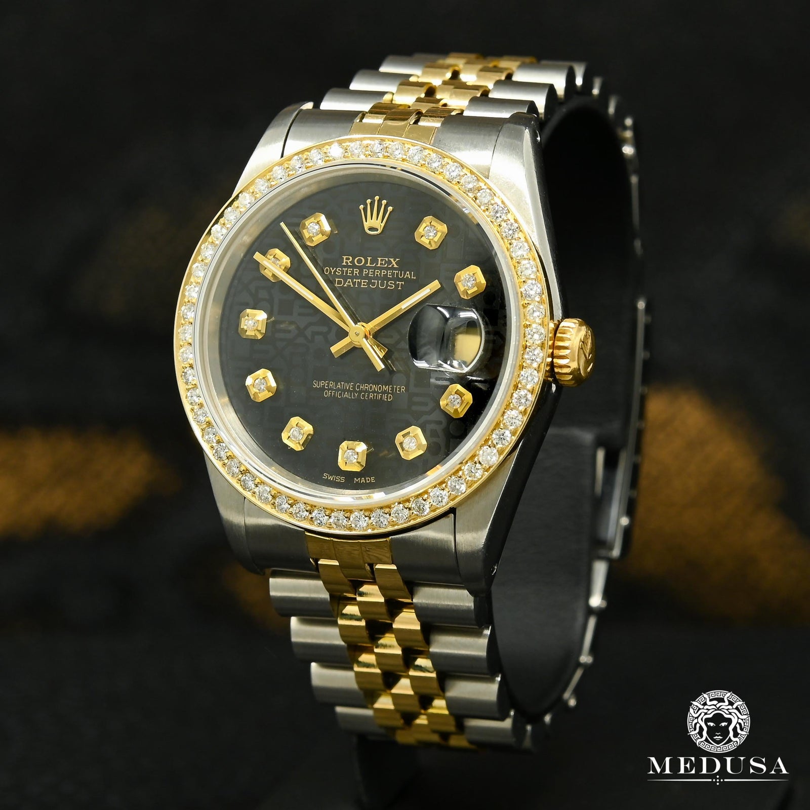 Montre Rolex | Montre Homme Rolex Datejust 36mm - Noir Jubilee 1.00CT Or 2 Tons