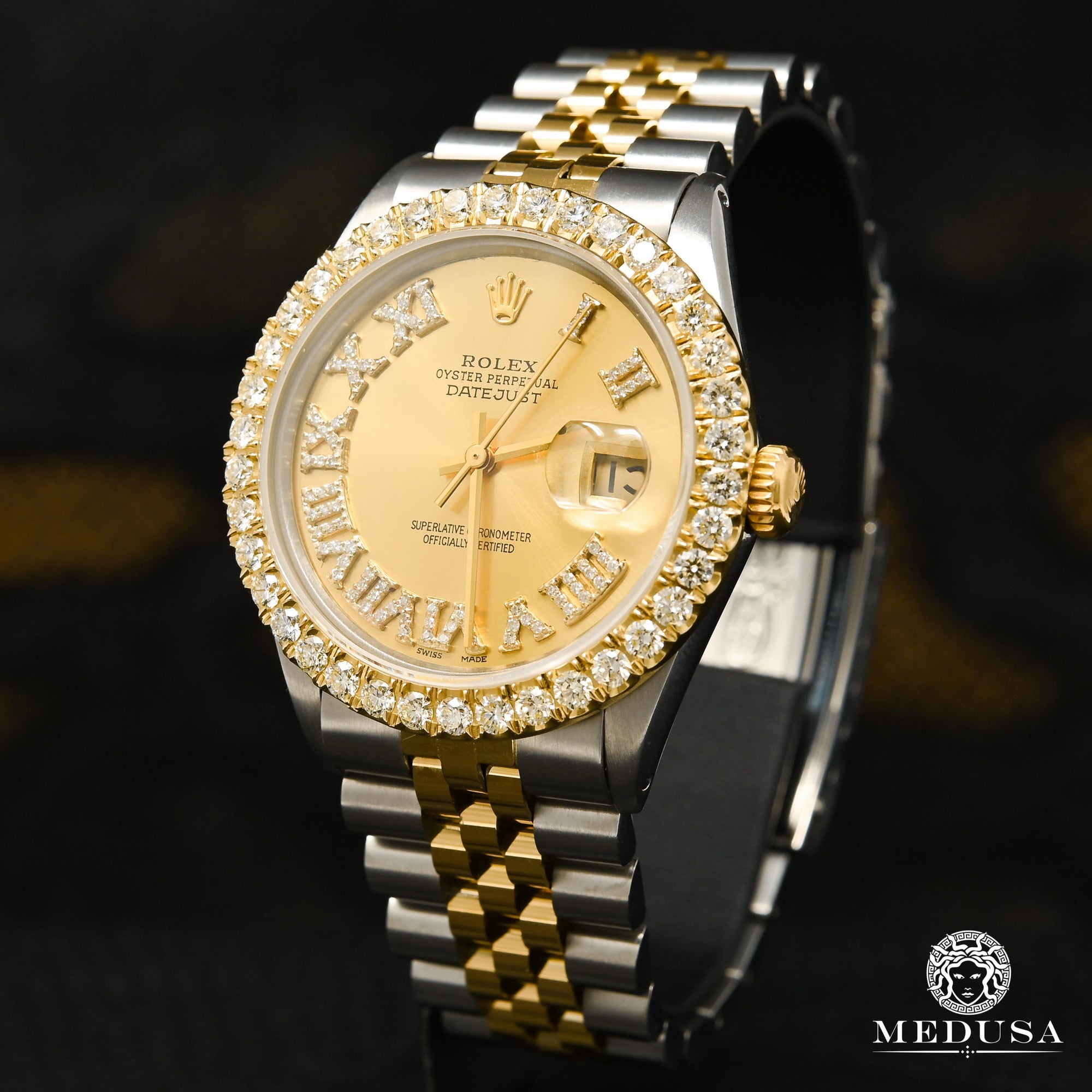 Montre Rolex | Montre Homme Rolex Datejust 36mm - Or Chiffre Romain Or 2 Tons