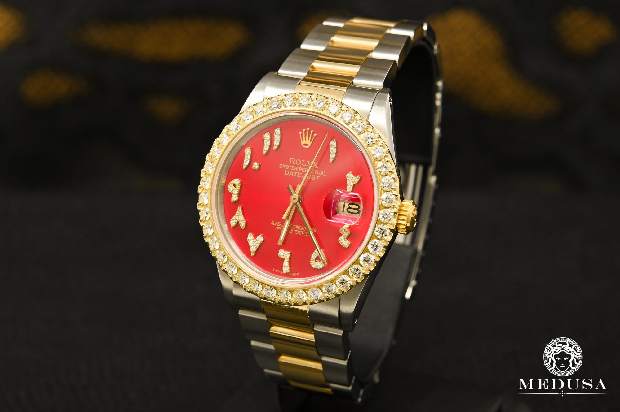 Montre Rolex | Montre Homme Rolex Datejust 36mm - Red Arabic Or 2 Tons