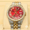 Montre Rolex | Montre Homme Rolex Datejust 36mm - Red Iced Out XL Or 2 Tons