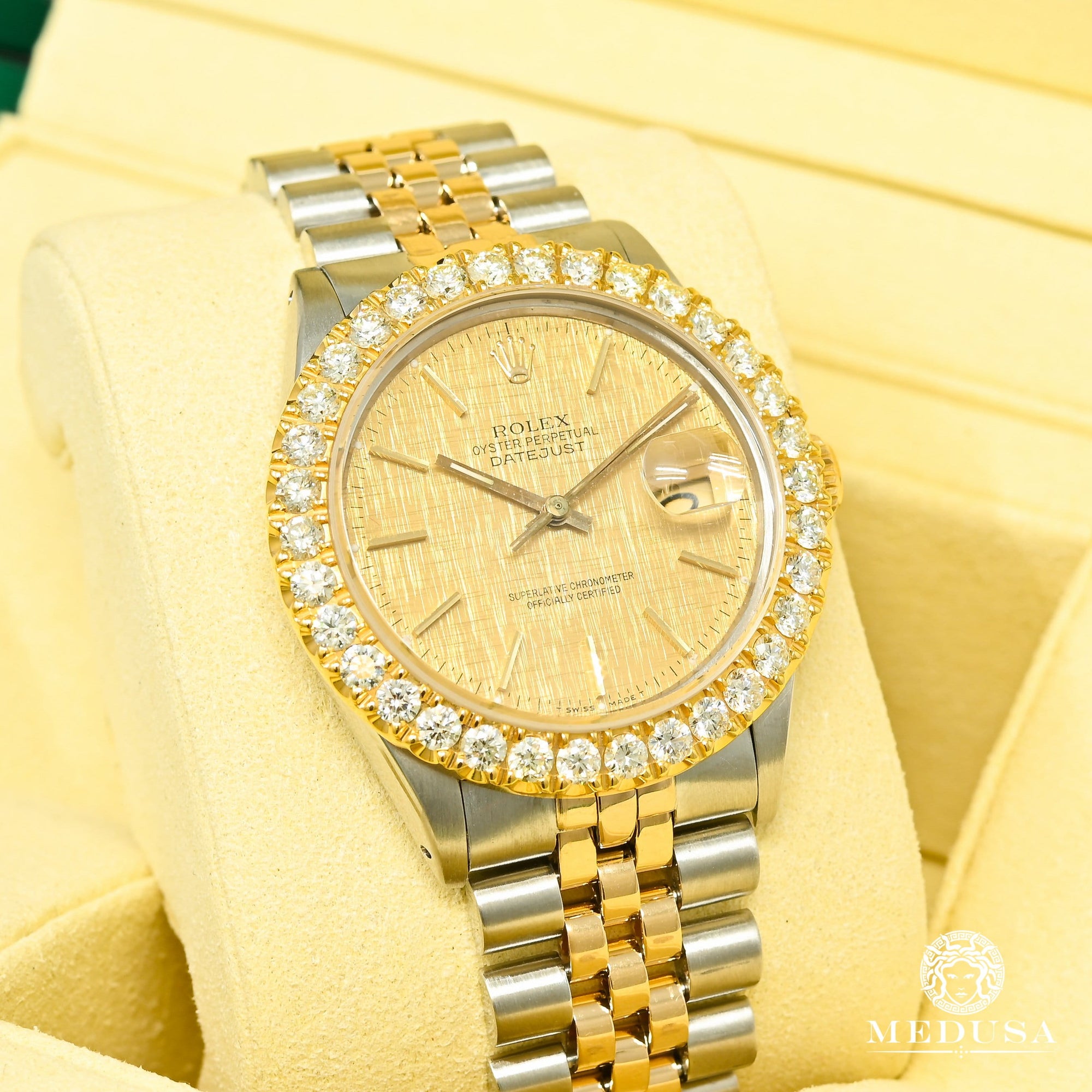 Montre Rolex | Montre Homme Rolex Datejust 36mm - Tapisserie Champagne Or 2 Tons