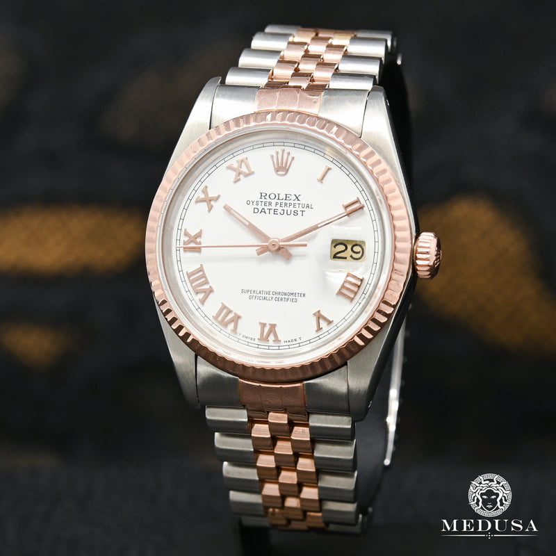 Montre Rolex | Montre Homme Rolex Datejust 36mm - White Everose Or Rose 2 Tons