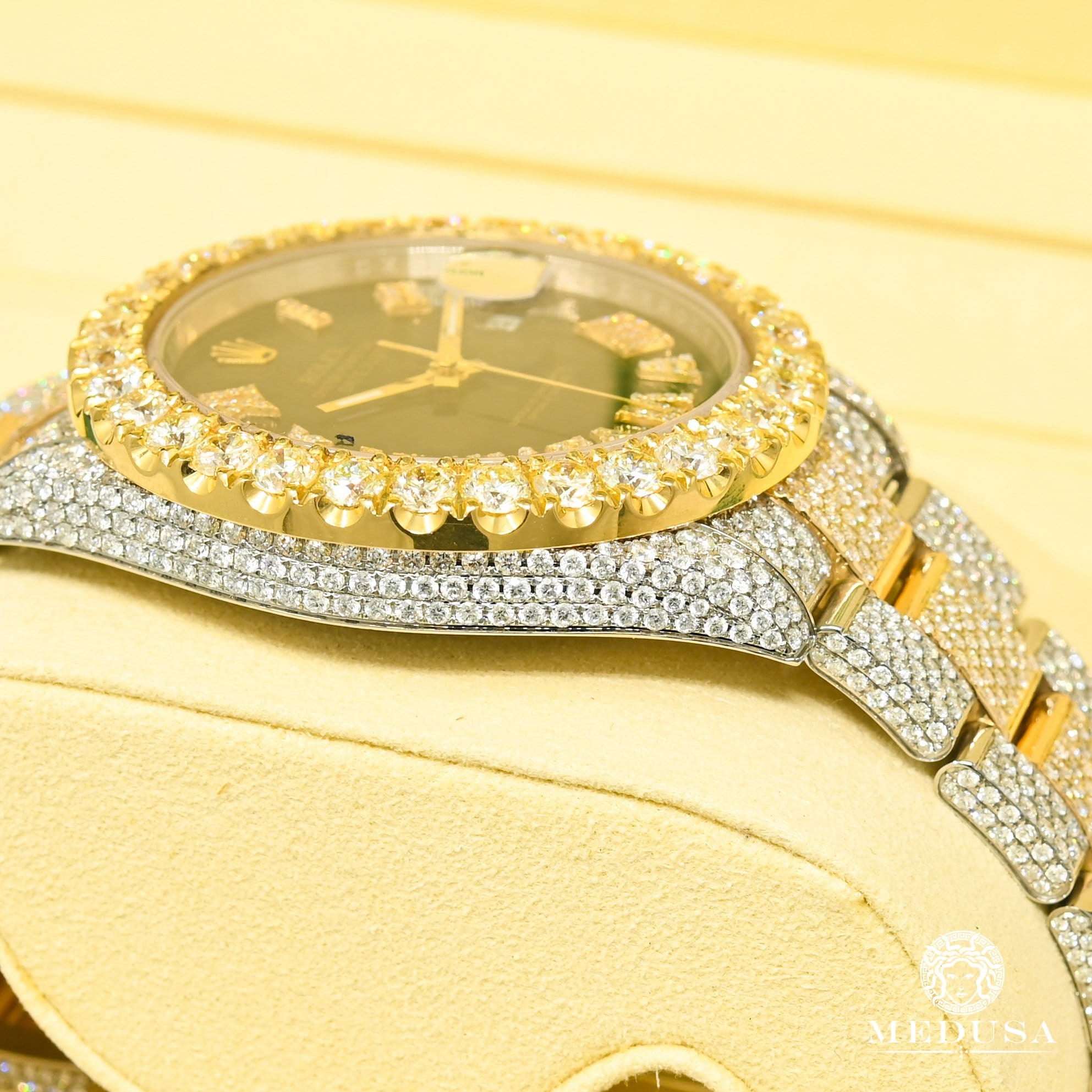 Montre Rolex | Montre Homme Rolex Datejust 41mm - Black 2 Tones Iced Or 2 Tons