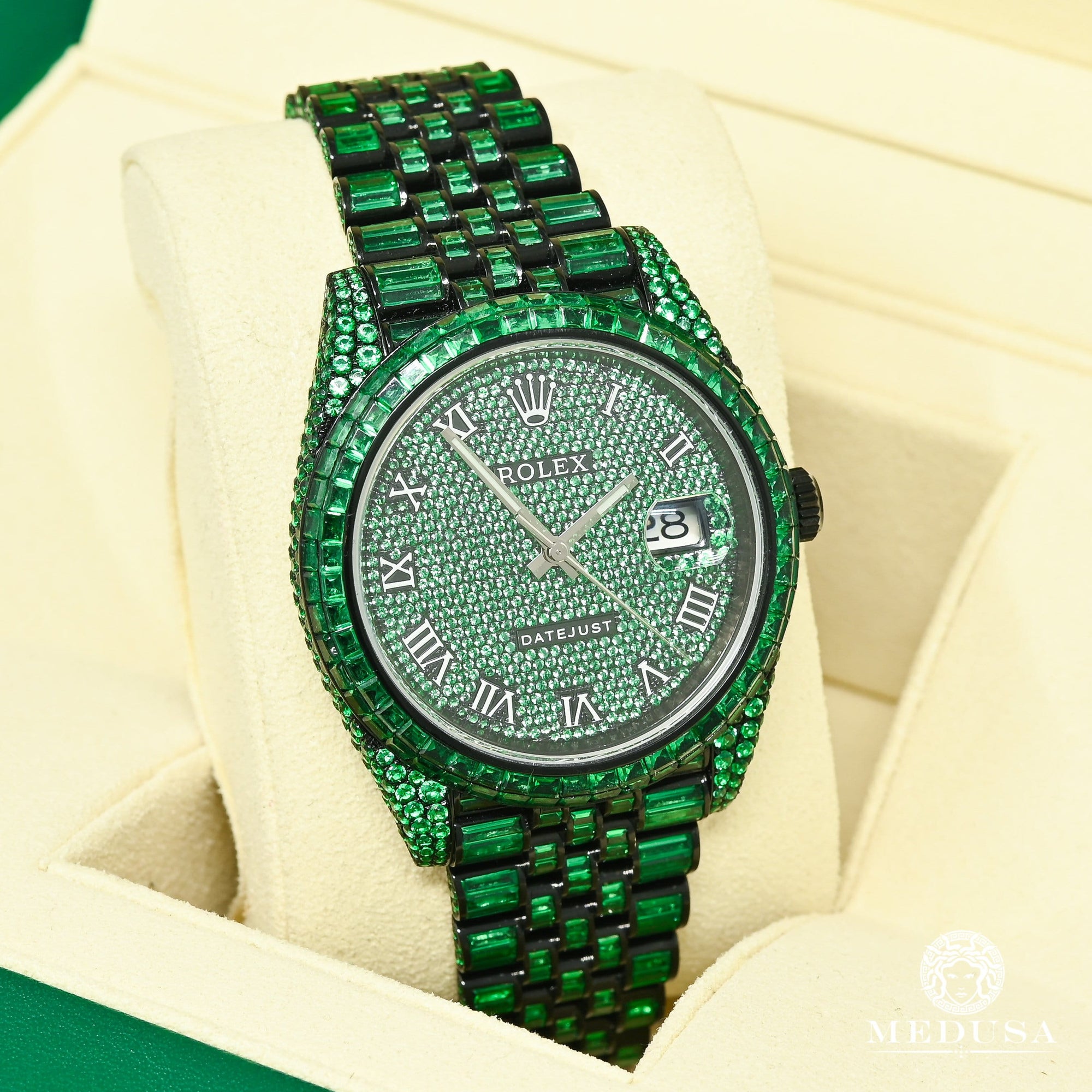 Montre Rolex | Montre Homme Rolex Datejust 41mm - Black &amp; Green Emerald Or Noir