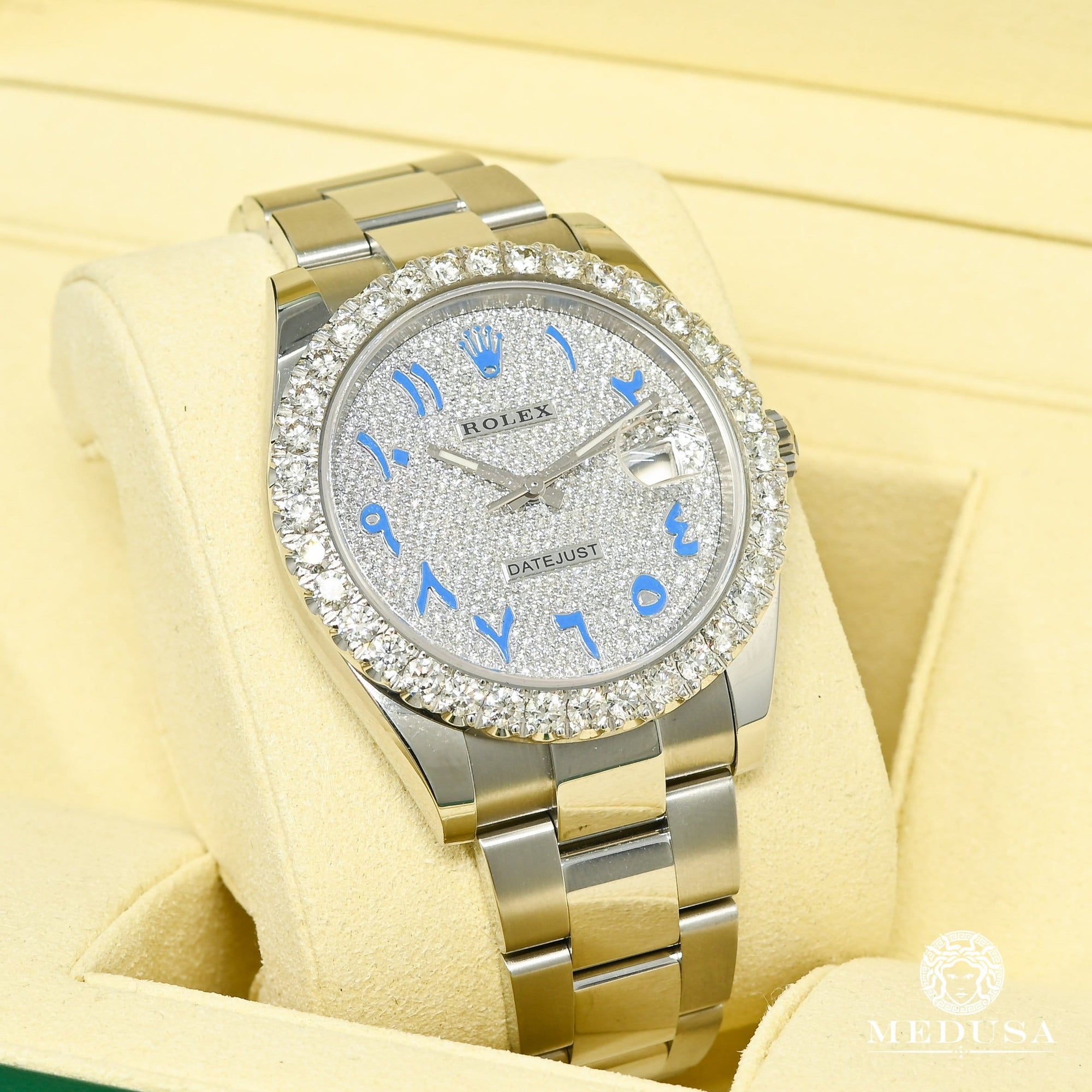 Montre Rolex | Montre Homme Rolex Datejust 41mm - Blue Arabic Iced Stainless