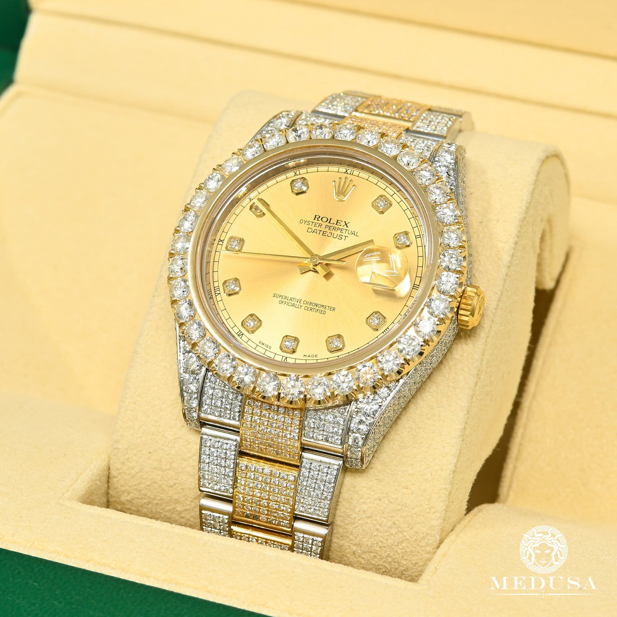 Montre Rolex | Montre Homme Rolex Datejust 41mm - Champagne 2 Tones Iced Or 2 Tons