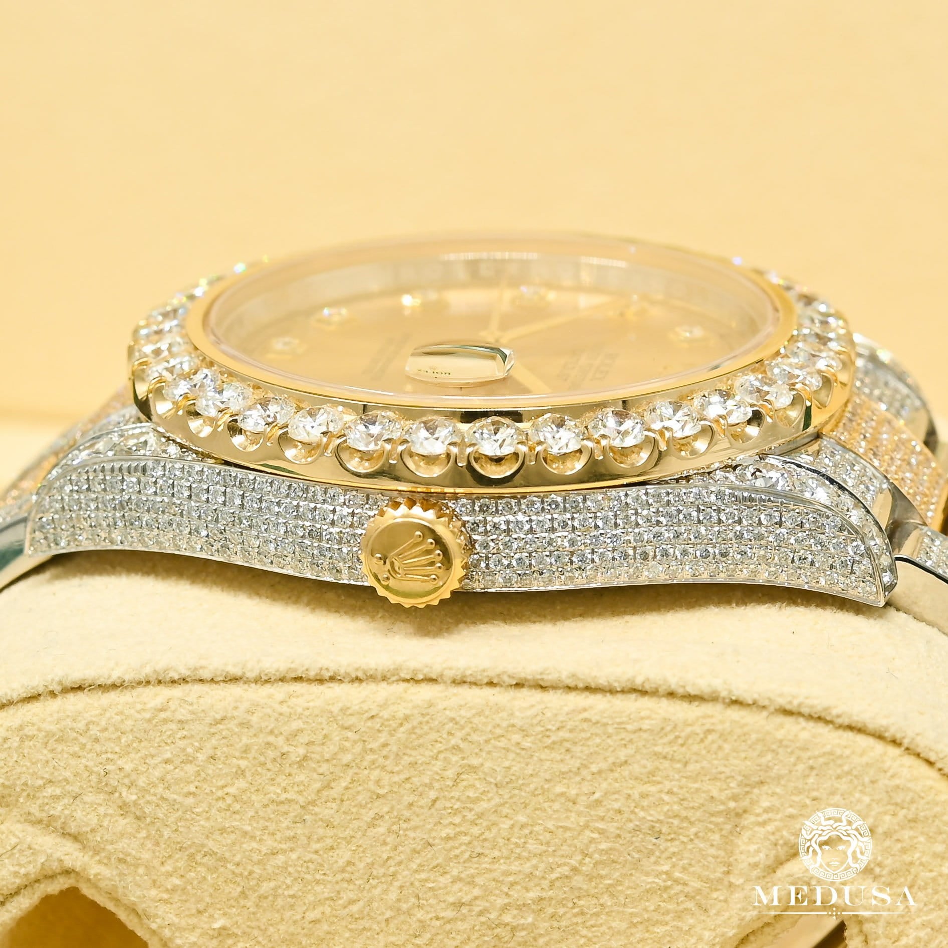 Montre Rolex | Montre Homme Rolex Datejust 41mm - Champagne 2 Tones Iced Or 2 Tons