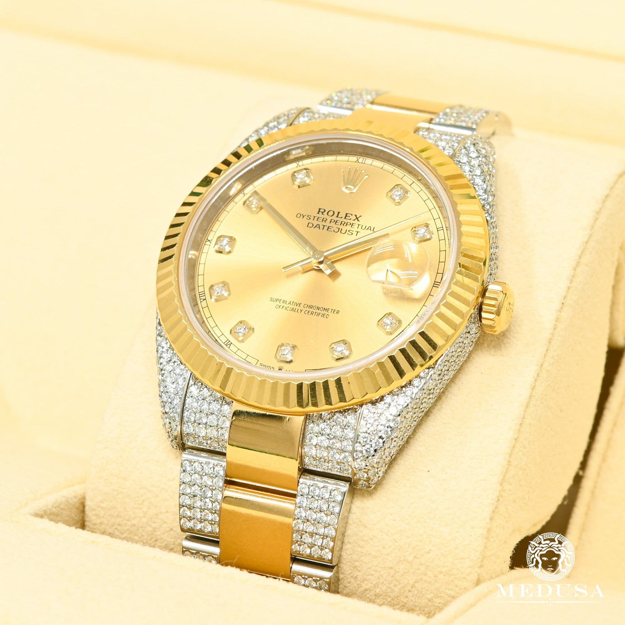 Montre Rolex | Montre Homme Rolex Datejust 41mm - Champagne Fluted Iced Or 2 Tons