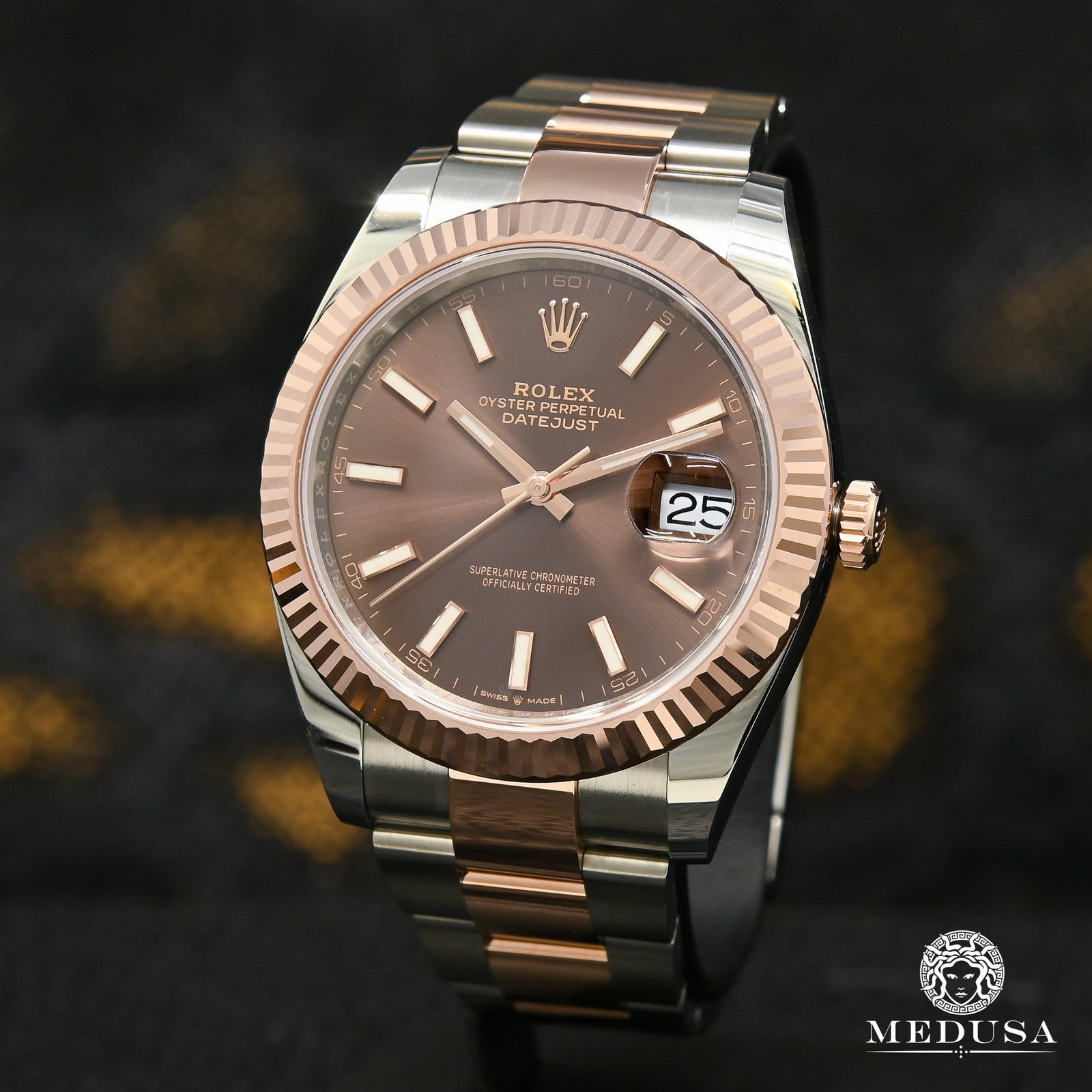 Montre Rolex | Montre Homme Rolex Datejust 41mm - Fluted Everose Stick Or Rose 2 Tons