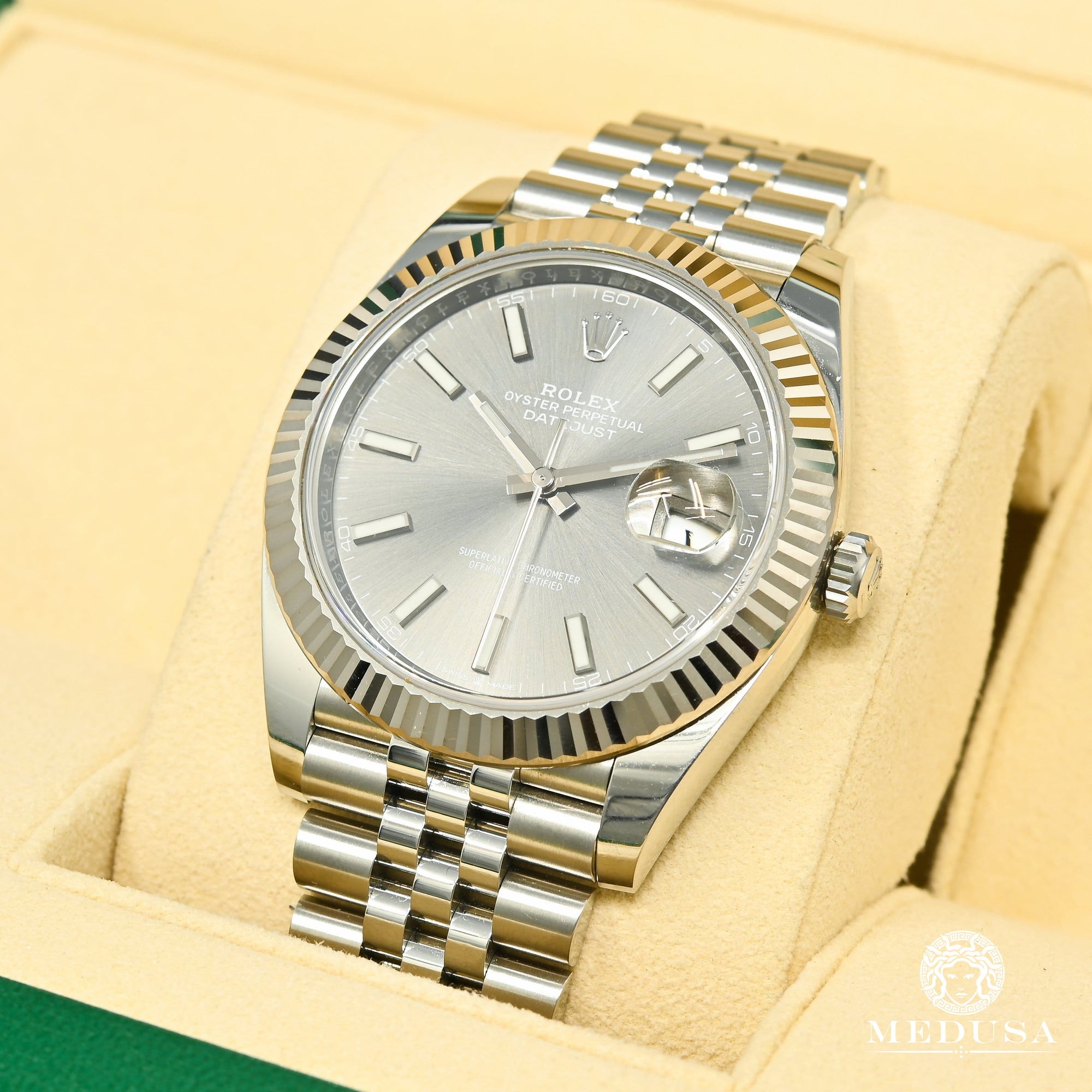 Montre Rolex | Montre Homme Rolex Datejust 41mm - Fluted Jubilee Rhodium Or Blanc