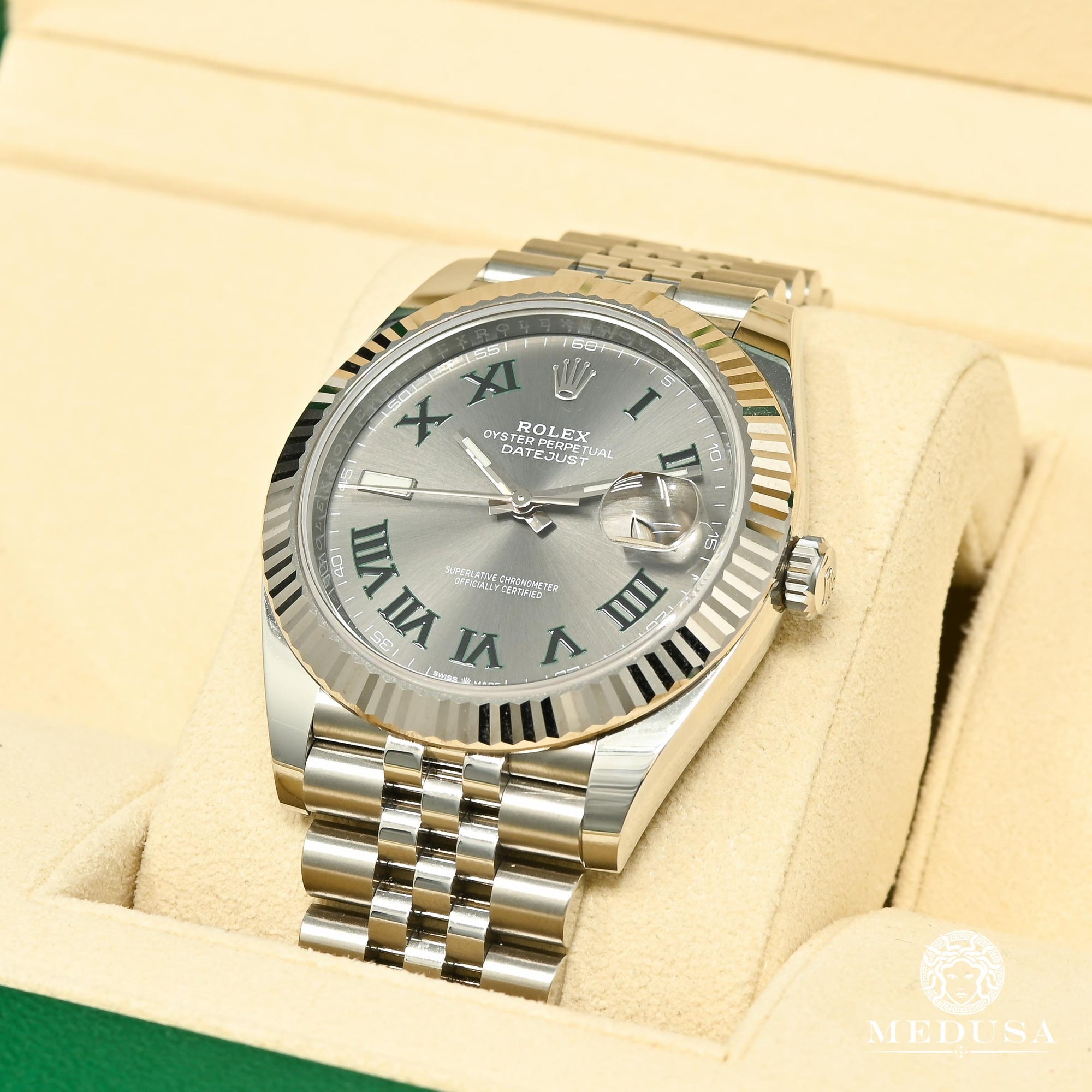Montre Rolex | Montre Homme Rolex Datejust 41mm - Fluted Jubilee Wimbledon Or Blanc