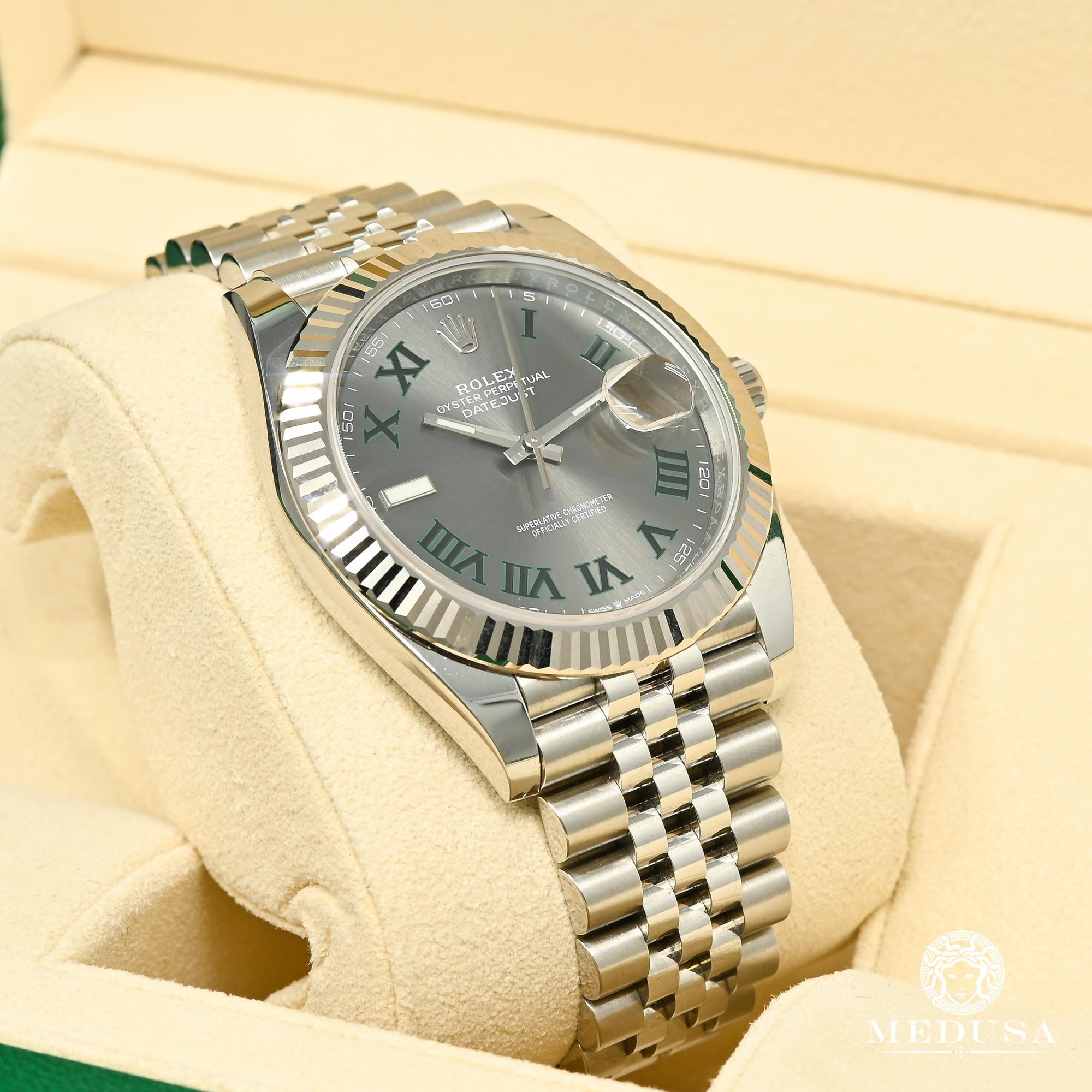 Montre Rolex | Montre Homme Rolex Datejust 41mm - Fluted Jubilee Wimbledon Or Blanc