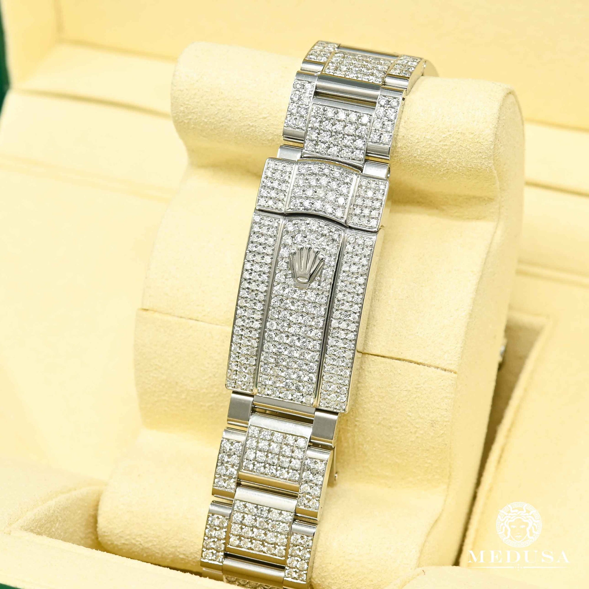 Montre Rolex | Montre Homme Rolex Datejust 41mm - Green Arabic Full Iced Stainless