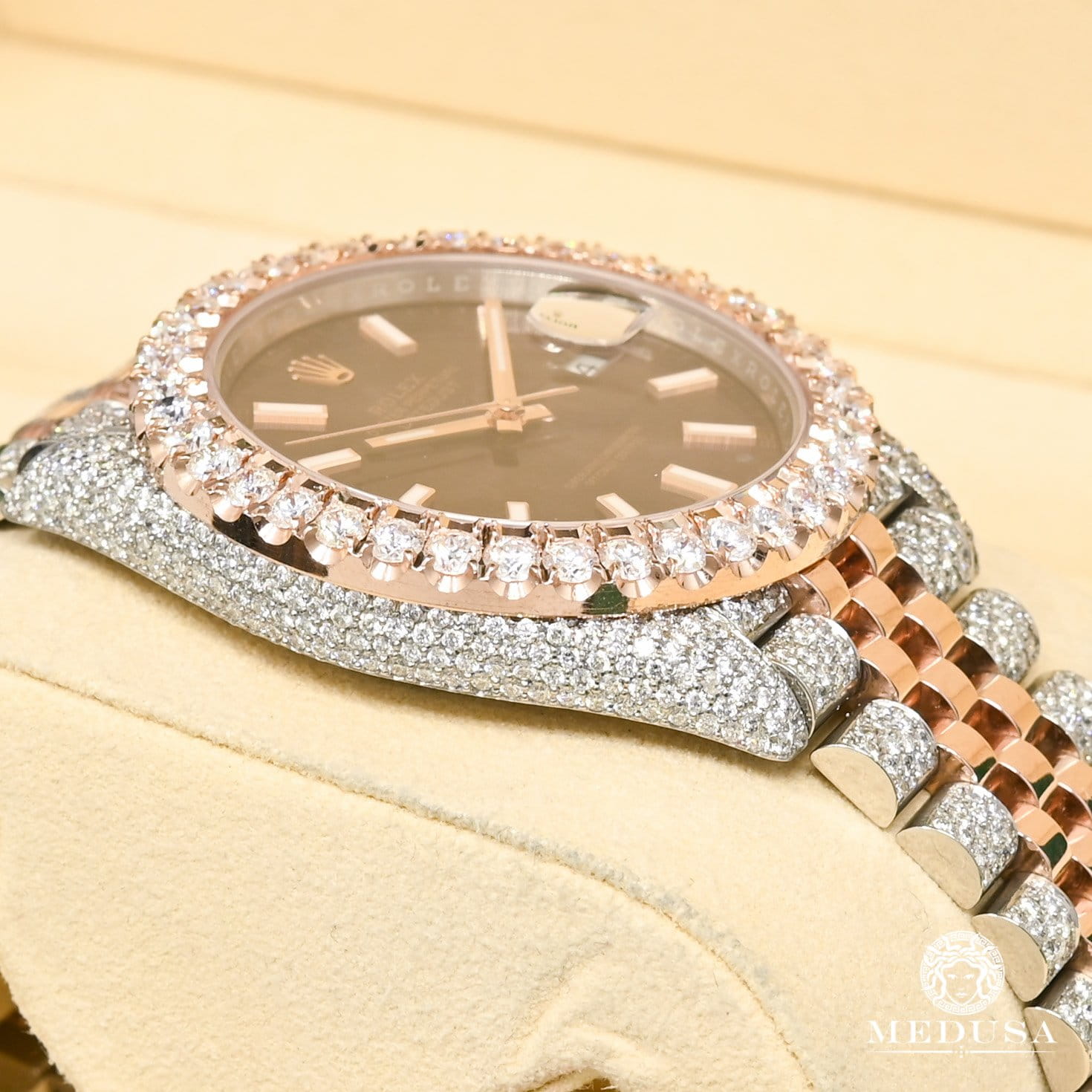 Montre Rolex | Montre Homme Rolex Datejust 41mm - Jubilee Everose Bezel Iced Or Rose 2 Tons